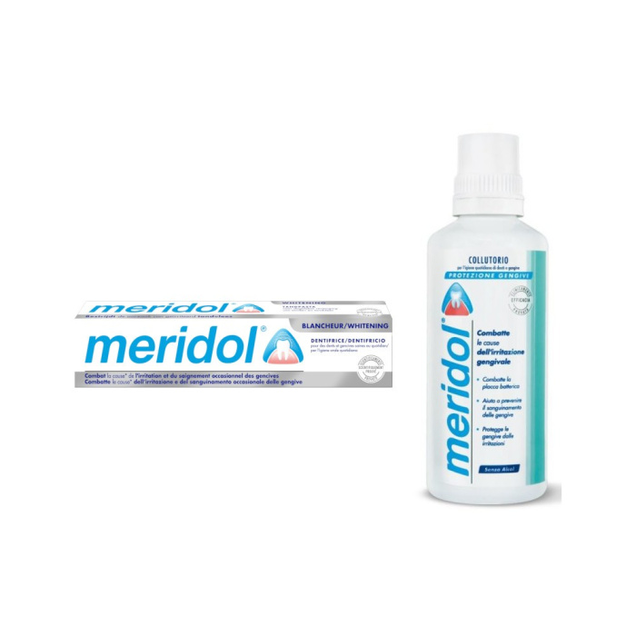 Special pack meridol whitening 2 pezzi 1 dentifricio meridolwhitening 75 ml + 1 collutorio meridol 100 ml in omaggio